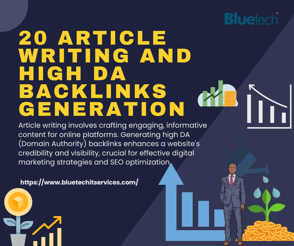 20 Article writing and high DA backlinks generation