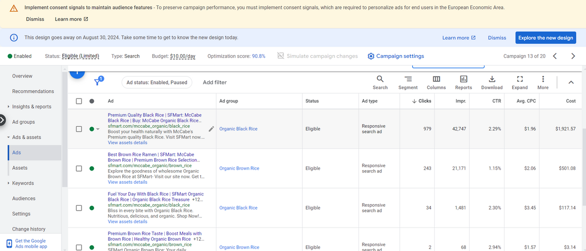Optimized Ad Copies